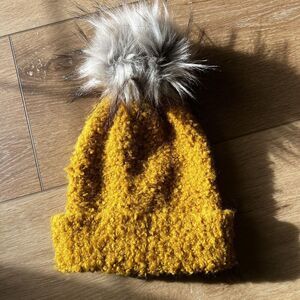 Creazioni Ba-Bo Mustard Pom Pom Beanie Made in Italy One Size Warm Partial Wool